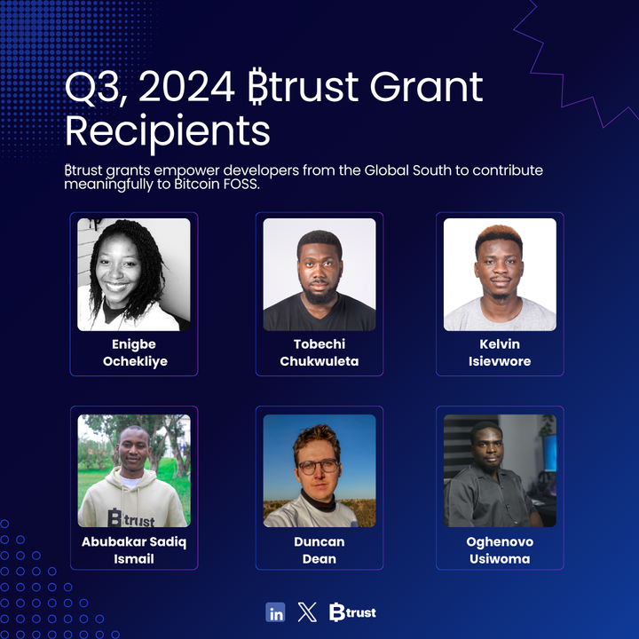 Announcing the Q3, 2024 ₿trust Grant Recipients to Drive Open-Source Bitcoin Development